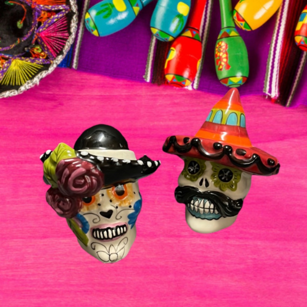 Blue Sky Sugar Skull Salt & Pepper Set